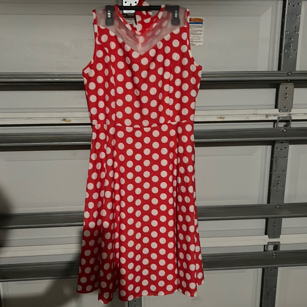 Red with white poky dots dress ladies medium/large